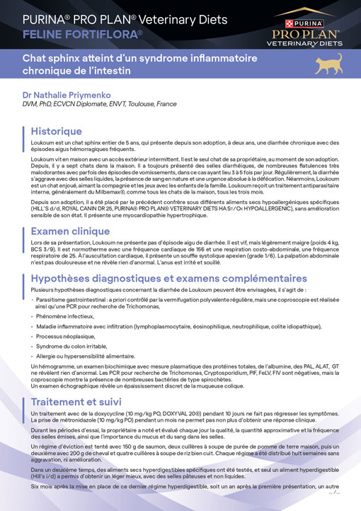 PPVD Feline FF syndrome inflammatoire chronique de l'intestin