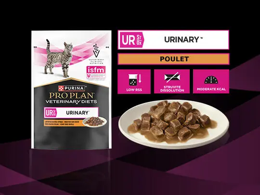 PURINA® PRO PLAN® VETERINARY DIETS FELINE UR St/Ox Urinary™ - Au Poulet - Tendres morceaux en sauce
